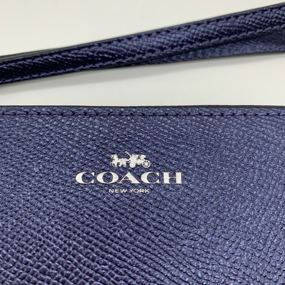 Coach Corner Zip Wristlet - Metallic Blue - Picture 4 of 7